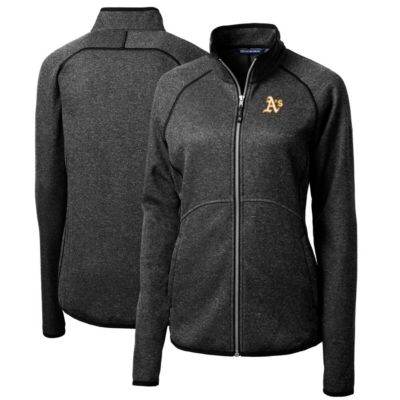 MLB Heathered Oakland Athletics Mainsail Sweater-Knit Full-Zip Jacket