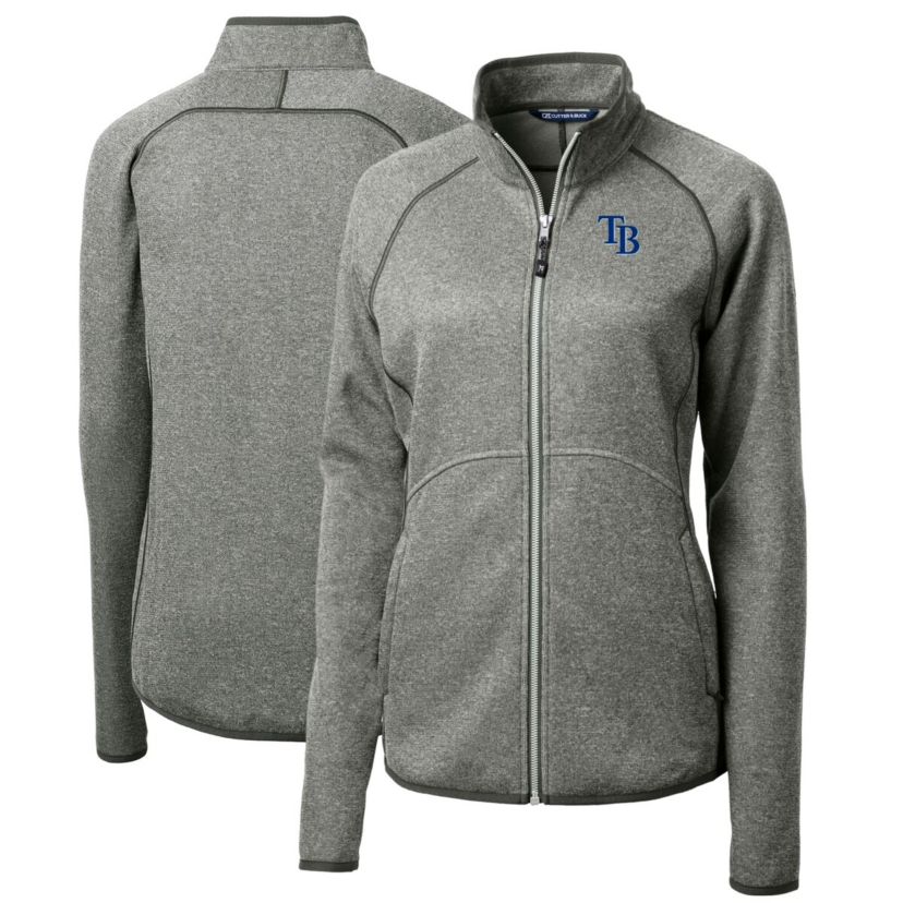 MLB Heathered Tampa Bay Rays Mainsail Sweater-Knit Full-Zip Jacket