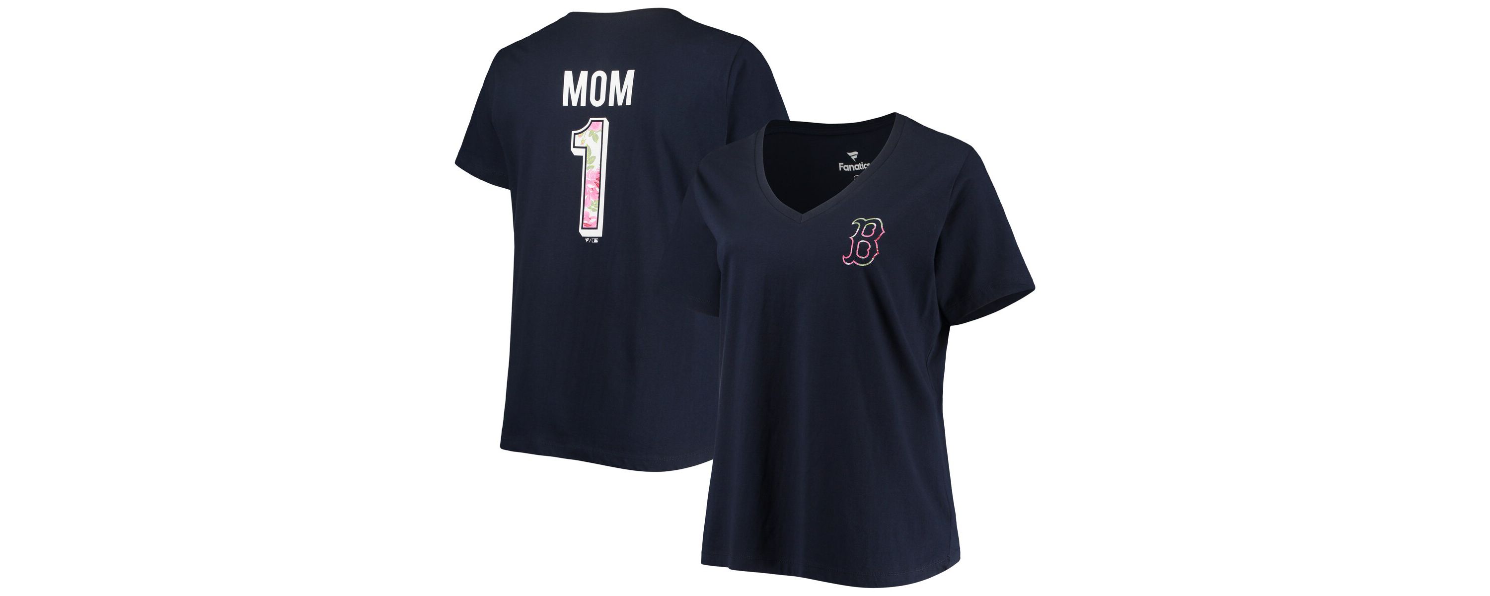 Boston Red Sox MLB Boston Sox Plus Size #1 Mom 2-Hit V-Neck T-Shirt