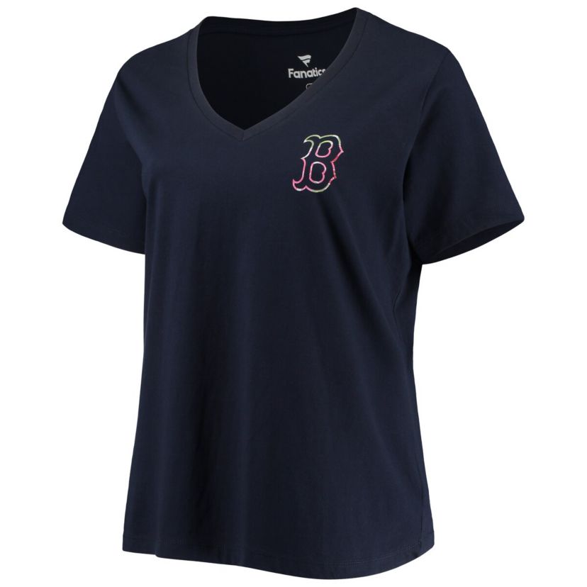 Boston Red Sox MLB Boston Sox Plus Size #1 Mom 2-Hit V-Neck T-Shirt