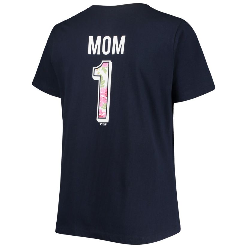 Boston Red Sox MLB Boston Sox Plus Size #1 Mom 2-Hit V-Neck T-Shirt