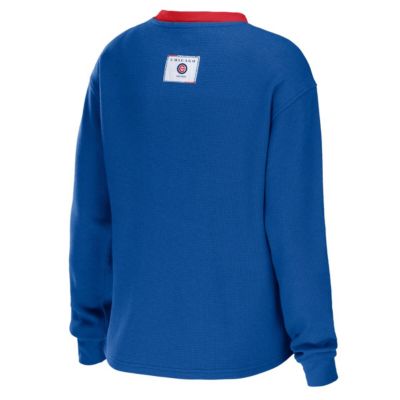 MLB Chicago Cubs Waffle Henley Long Sleeve T-Shirt