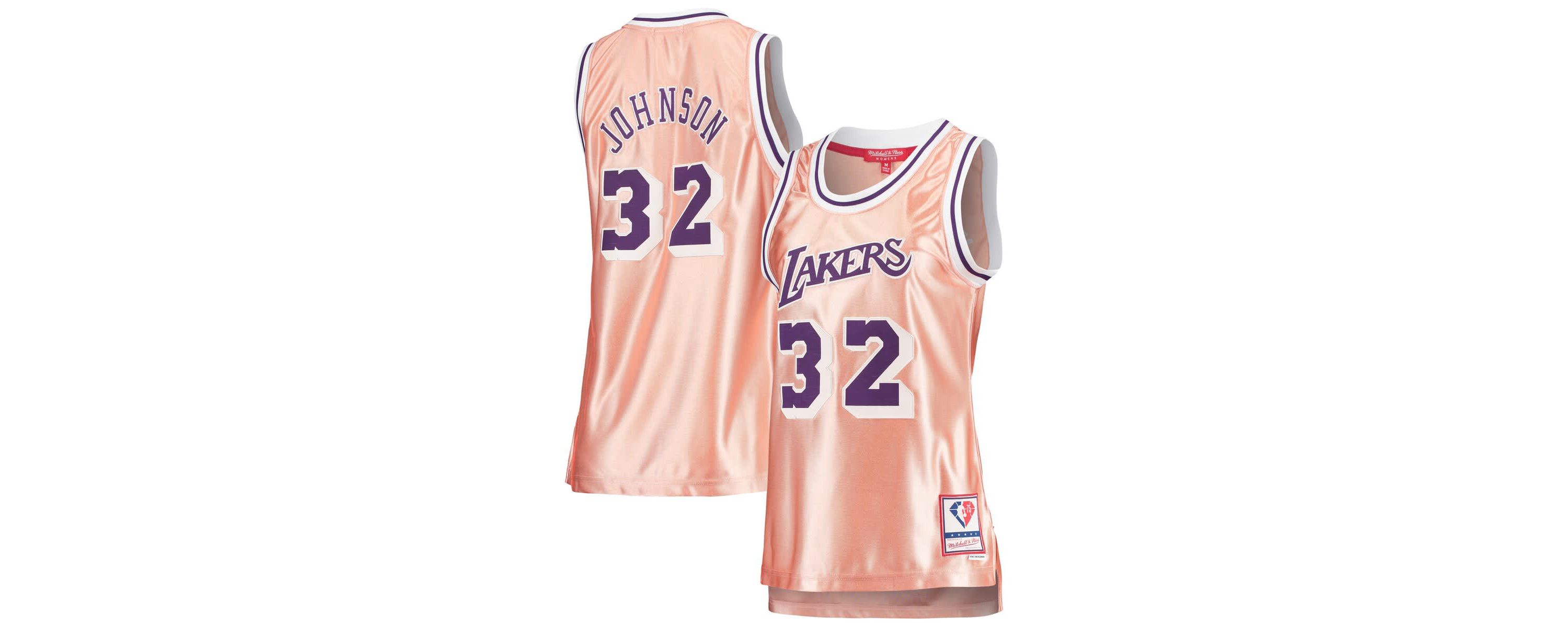 NBA Magic Johnson Los Angeles Lakers 75th Anniversary Rose 1984 Swingman Jersey