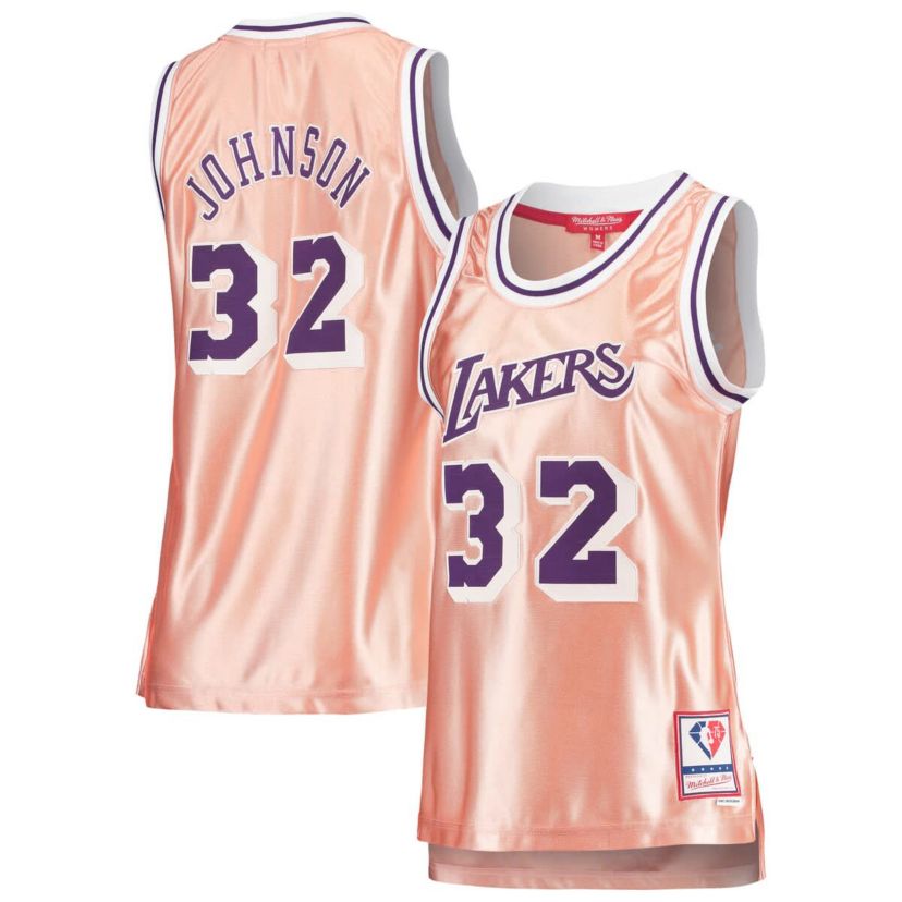 NBA Magic Johnson Los Angeles Lakers 75th Anniversary Rose 1984 Swingman Jersey