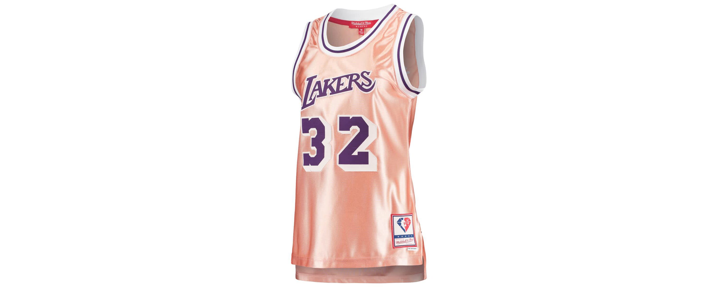 NBA Magic Johnson Los Angeles Lakers 75th Anniversary Rose 1984 Swingman Jersey