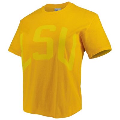 NCAA LSU Tigers Vintage Tubular Hyper Bright 2-Hit Cropped T-Shirt