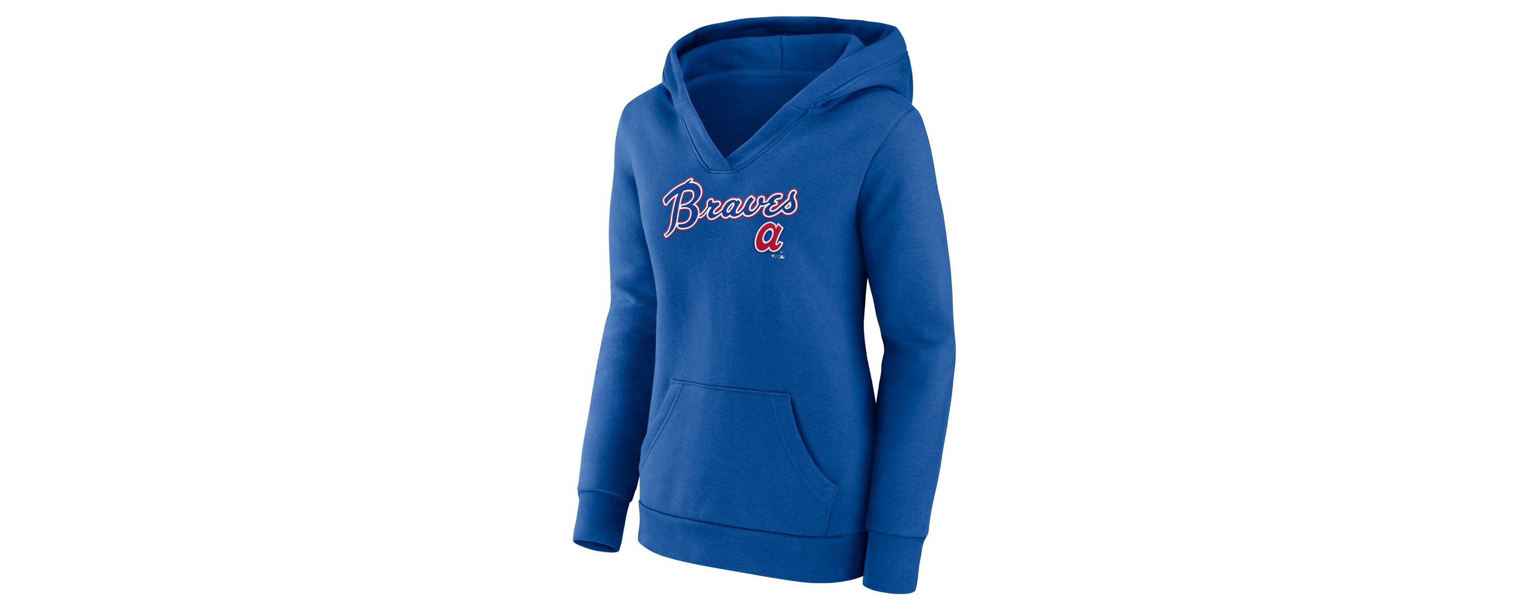 MLB Fanatics Atlanta Braves Wahconah Crossover V-Neck Pullover Hoodie