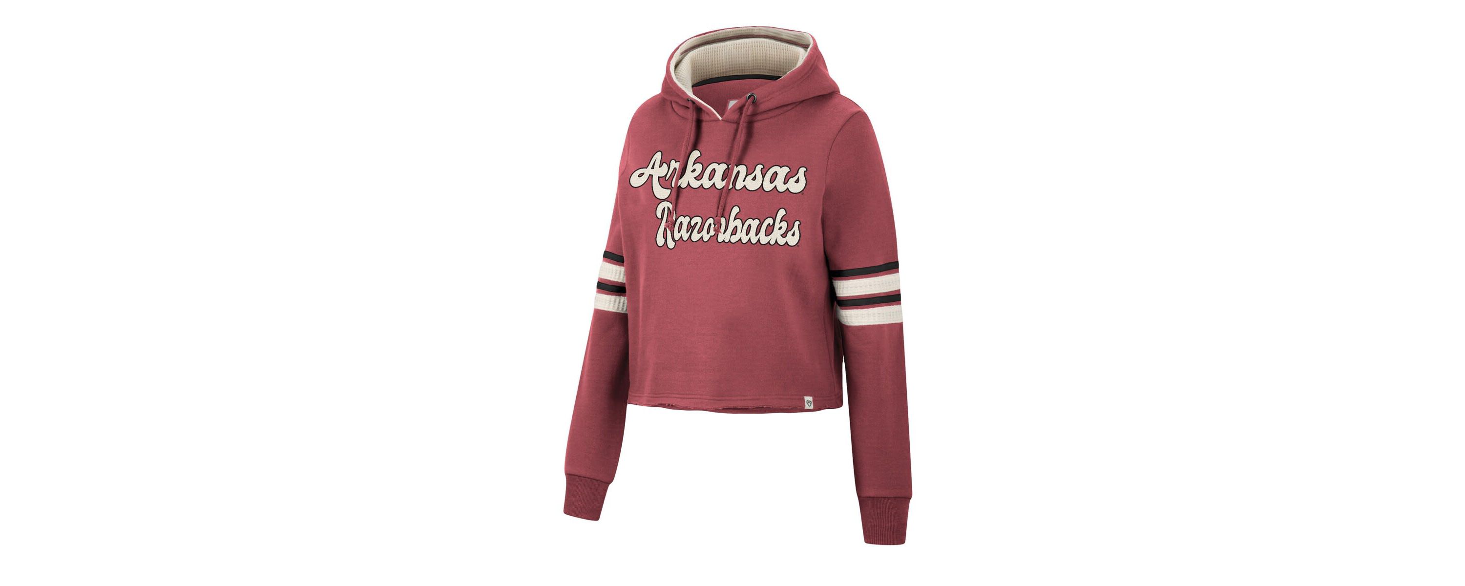 NCAA Arkansas Razorbacks Retro Cropped Pullover Hoodie