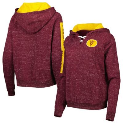 NCAA Arizona State Sun Devils The Devil Speckle Lace-Placket Raglan Pullover Hoodie