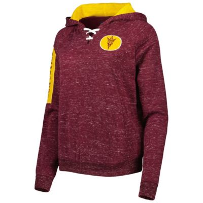 NCAA Arizona State Sun Devils The Devil Speckle Lace-Placket Raglan Pullover Hoodie