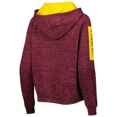 NCAA Arizona State Sun Devils The Devil Speckle Lace-Placket Raglan Pullover Hoodie