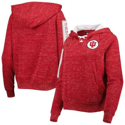 NCAA Indiana Hoosiers The Devil Speckle Lace-Placket Raglan Pullover Hoodie