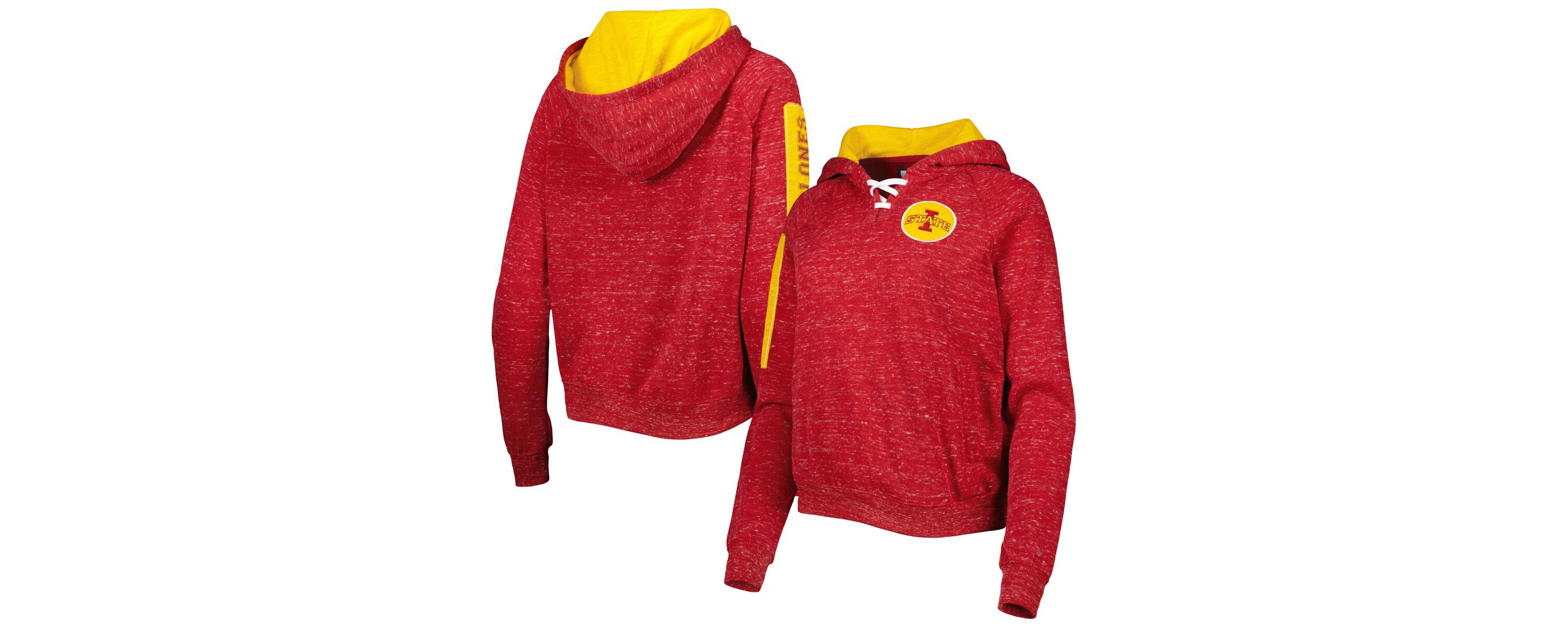 NCAA Iowa State Cyclones The Devil Speckle Lace-Placket Raglan Pullover Hoodie