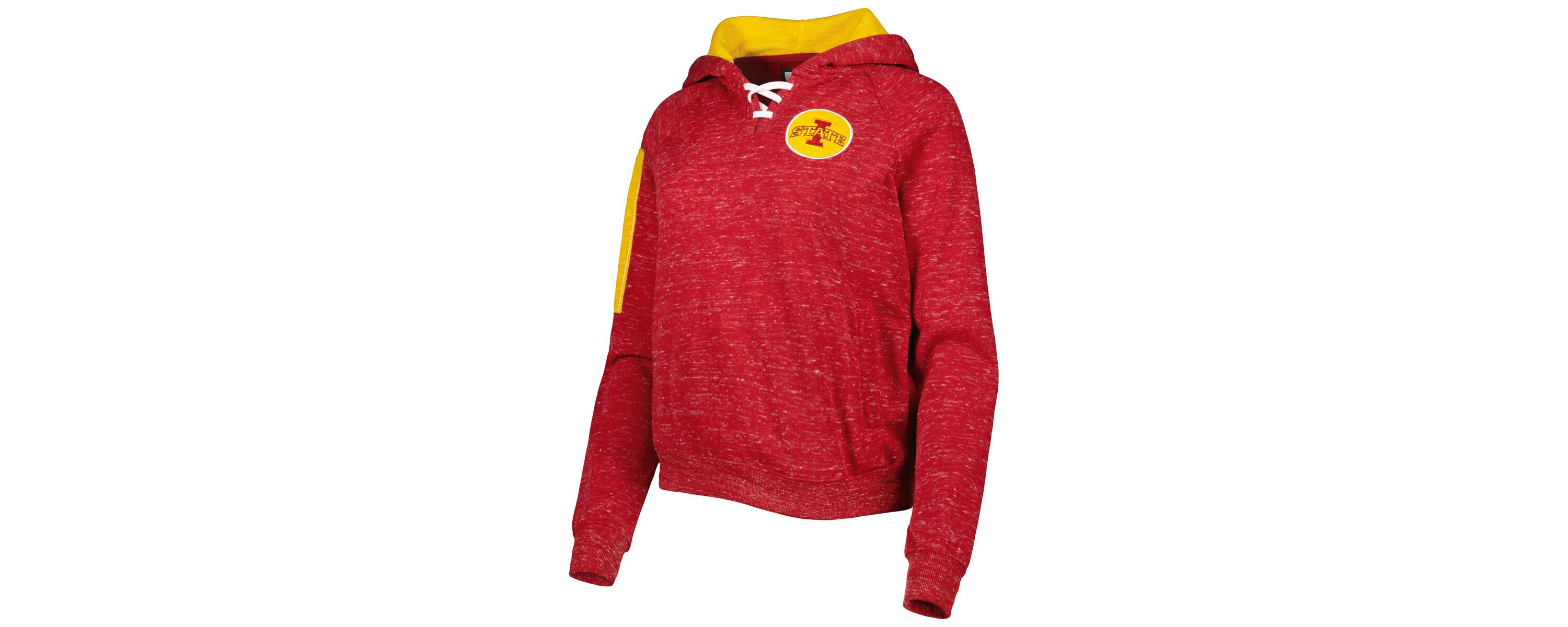 NCAA Iowa State Cyclones The Devil Speckle Lace-Placket Raglan Pullover Hoodie