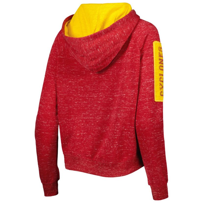 NCAA Iowa State Cyclones The Devil Speckle Lace-Placket Raglan Pullover Hoodie