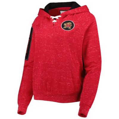 NCAA Maryland Terrapins The Devil Speckle Lace-Placket Raglan Pullover Hoodie