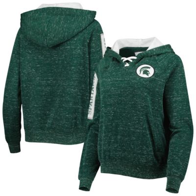 NCAA Michigan State Spartans The Devil Speckle Lace-Placket Raglan Pullover Hoodie