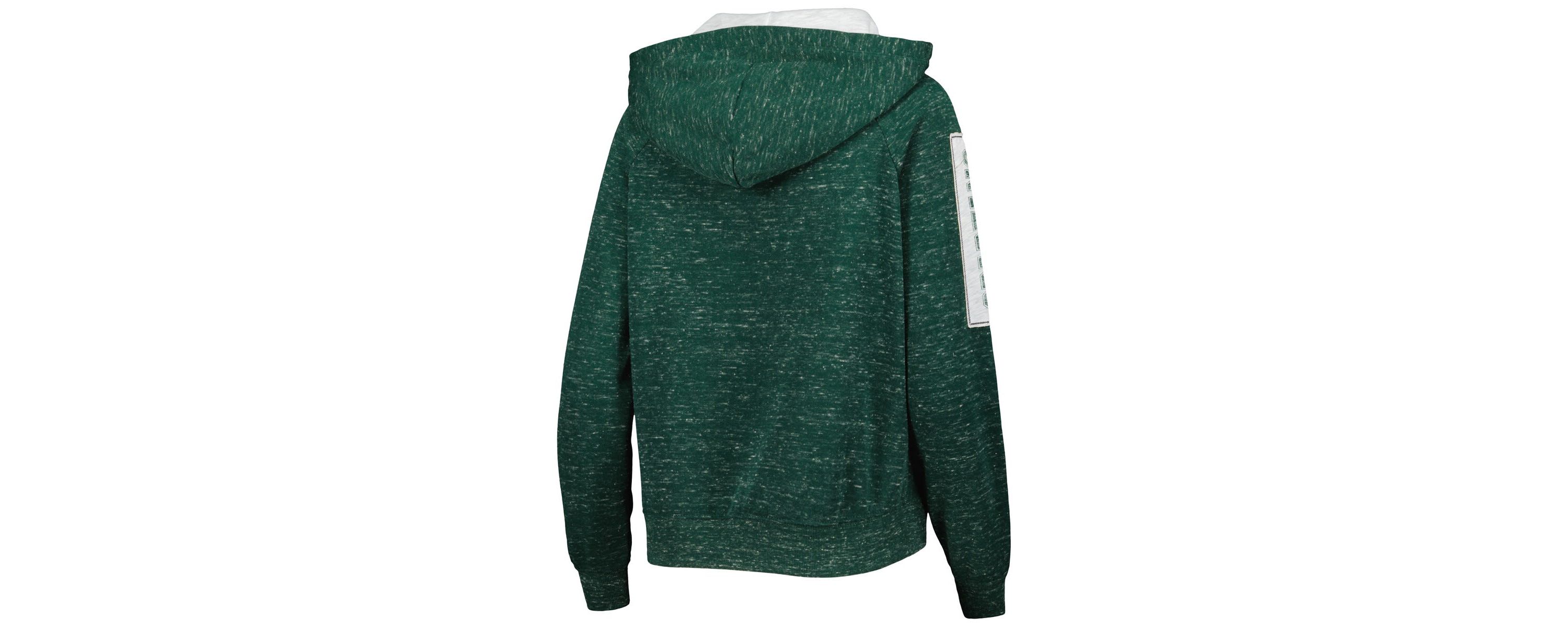 NCAA Michigan State Spartans The Devil Speckle Lace-Placket Raglan Pullover Hoodie