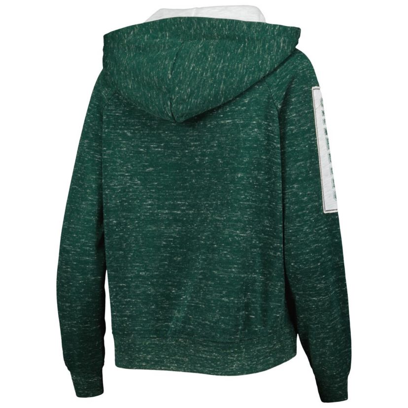 NCAA Michigan State Spartans The Devil Speckle Lace-Placket Raglan Pullover Hoodie