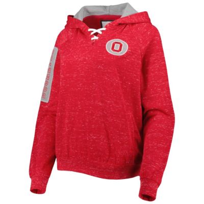 NCAA Ohio State Buckeyes The Devil Speckle Lace-Placket Raglan Pullover Hoodie