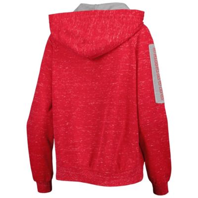 NCAA Ohio State Buckeyes The Devil Speckle Lace-Placket Raglan Pullover Hoodie