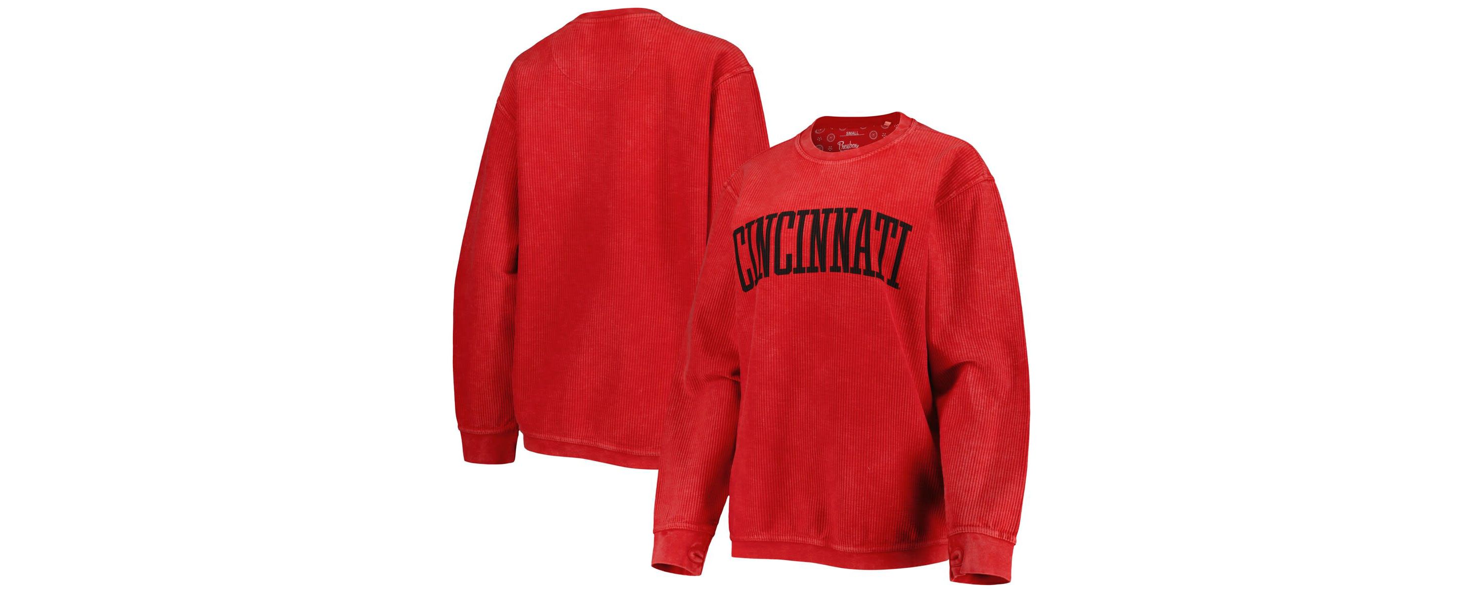 NCAA Cincinnati Bearcats Comfy Cord Vintage Wash Basic Arch Pullover Sweatshirt