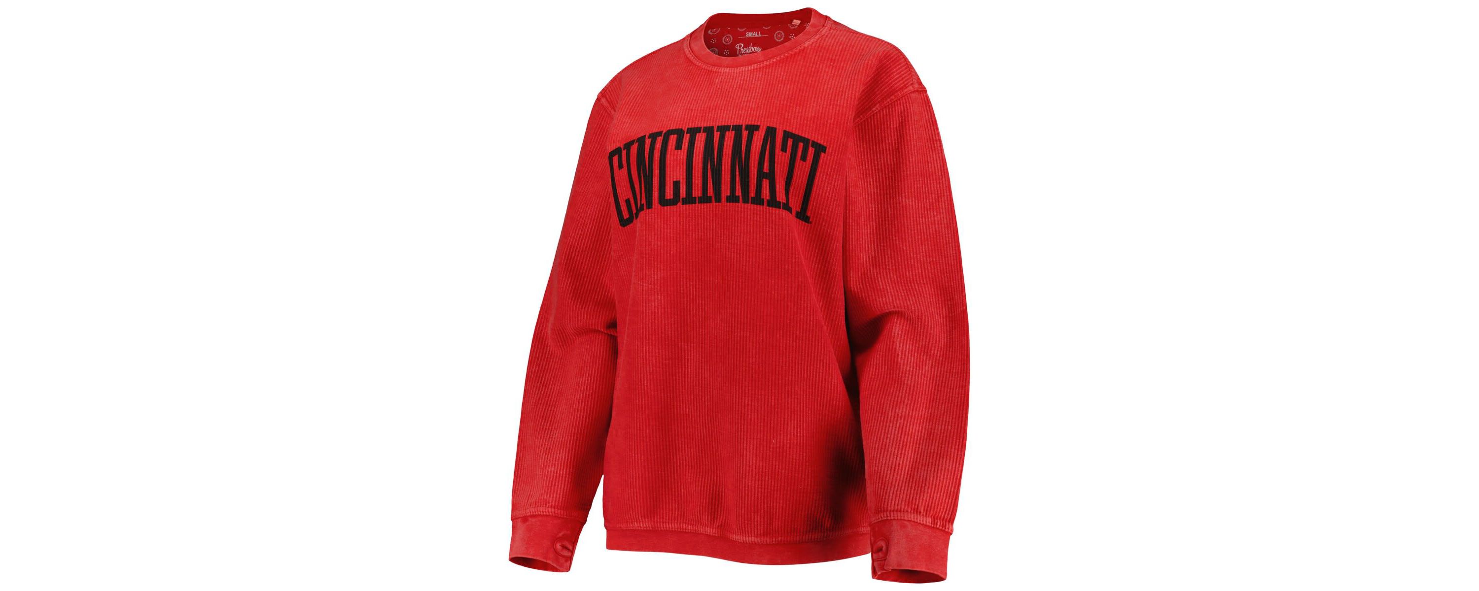NCAA Cincinnati Bearcats Comfy Cord Vintage Wash Basic Arch Pullover Sweatshirt