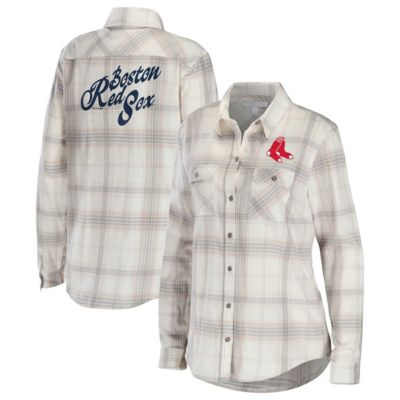Boston Red Sox MLB Gray/Cream Flannel Button-Up Shirt
