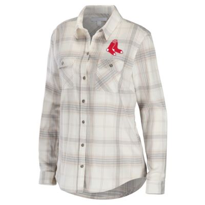 Boston Red Sox MLB Gray/Cream Flannel Button-Up Shirt