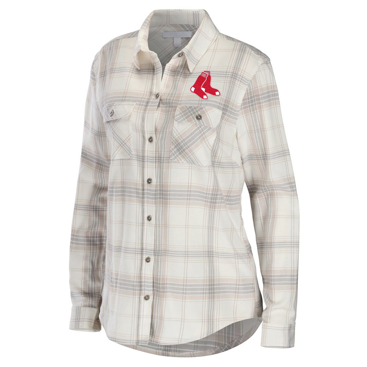 Boston Red Sox MLB Gray/Cream Boston Sox Flannel Button-Up Shirt