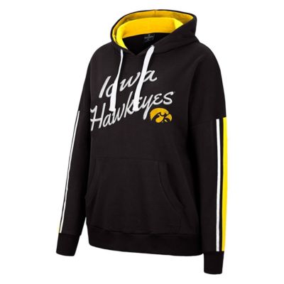 NCAA Iowa Hawkeyes Serena Oversized Sleeve Striping V-Neck Pullover Hoodie