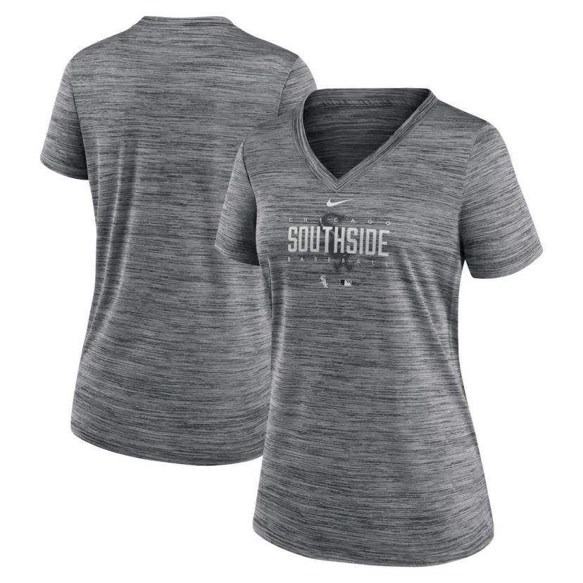 Chicago White Sox MLB Nike Chicago Sox City Connect Velocity Practice Performance V-Neck T-Shirt