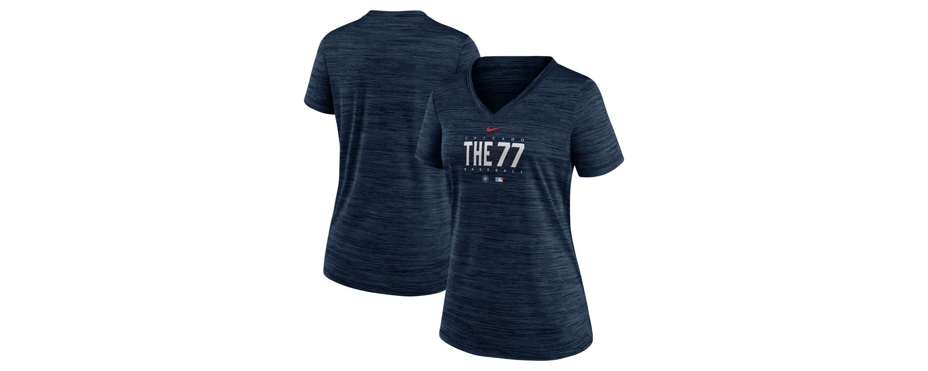 MLB Nike Chicago Cubs City Connect Velocity Practice Performance V-Neck T-Shirt