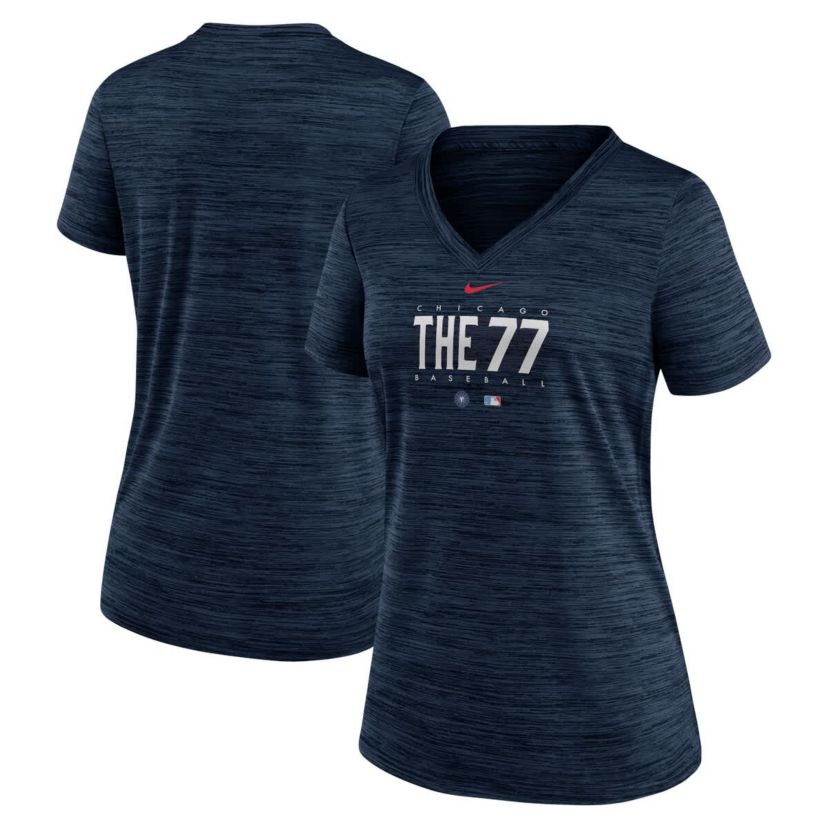 MLB Nike Chicago Cubs City Connect Velocity Practice Performance V-Neck T-Shirt