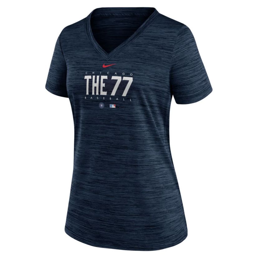 MLB Nike Chicago Cubs City Connect Velocity Practice Performance V-Neck T-Shirt
