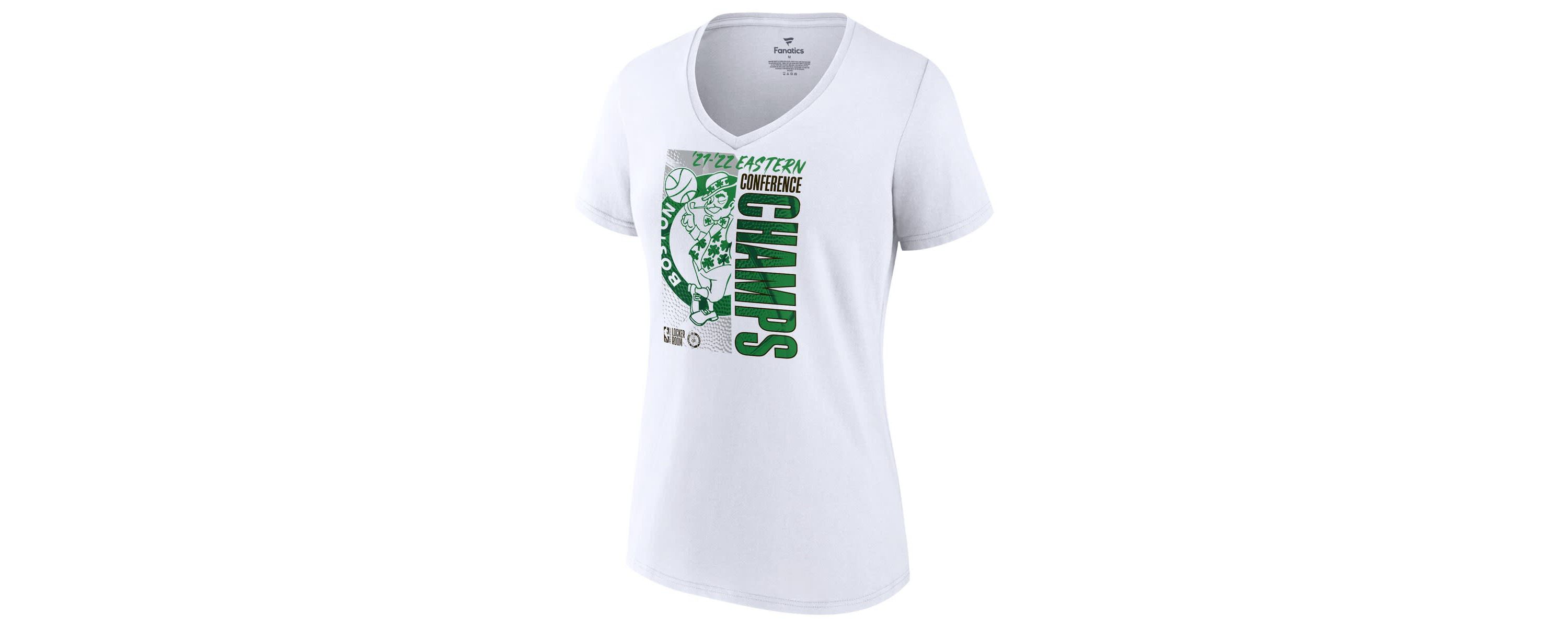 NBA Fanatics Boston Celtics 2022 Eastern Conference s Plus Size Locker Room V-Neck T-Shirt