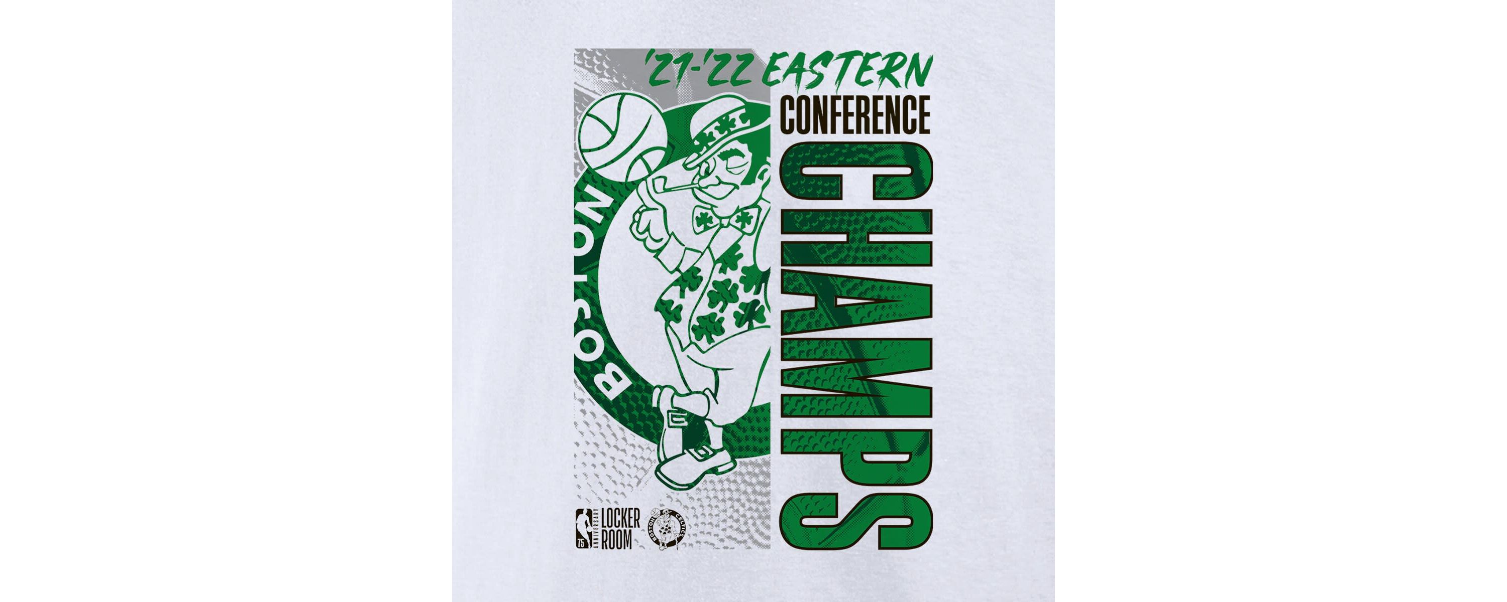 NBA Fanatics Boston Celtics 2022 Eastern Conference s Plus Size Locker Room V-Neck T-Shirt