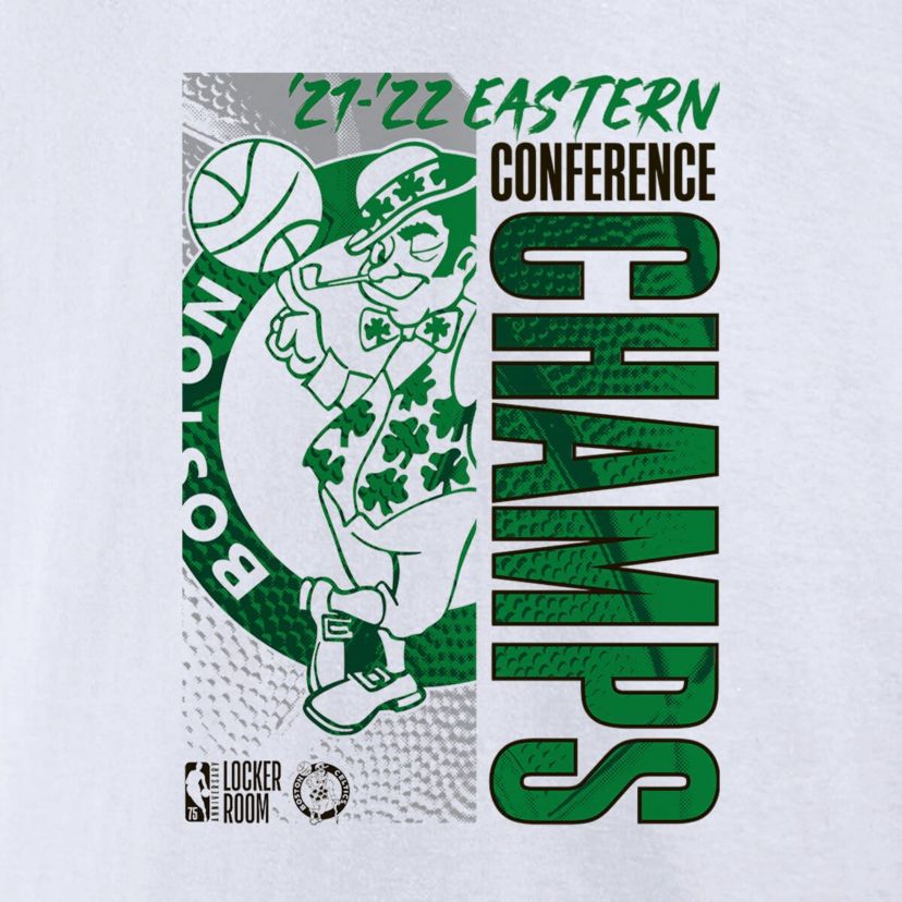 NBA Fanatics Boston Celtics 2022 Eastern Conference s Plus Size Locker Room V-Neck T-Shirt