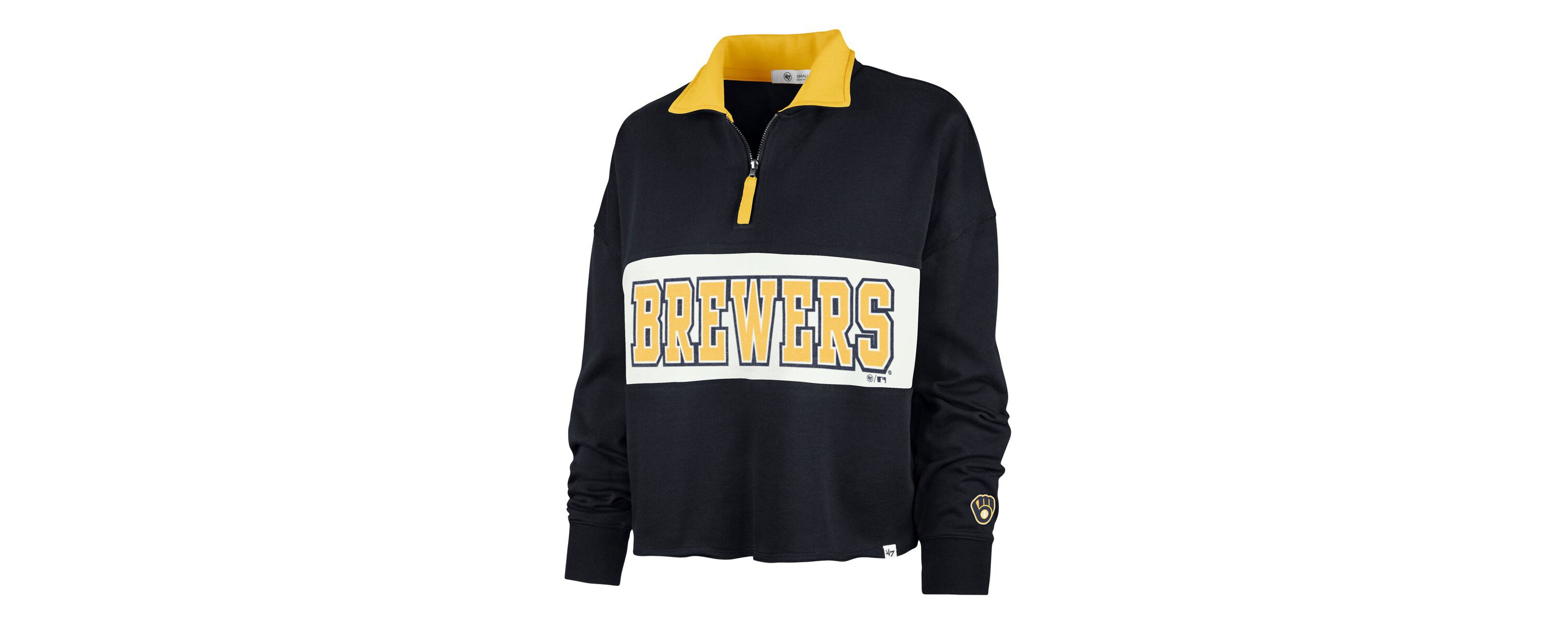 MLB Milwaukee Brewers Remi Quarter-Zip Cropped Top