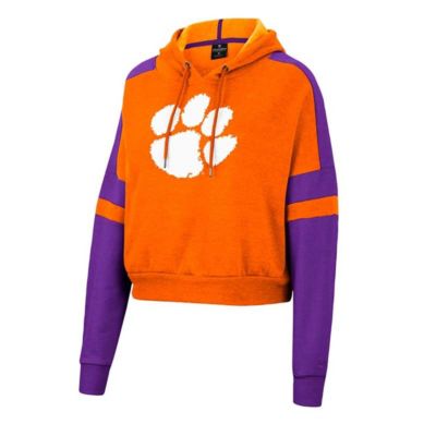 NCAA Clemson Tigers Throwback Stripe Arch Logo Cropped Pullover Hoodie