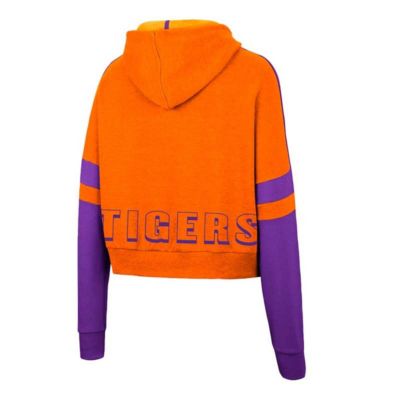 NCAA Clemson Tigers Throwback Stripe Arch Logo Cropped Pullover Hoodie