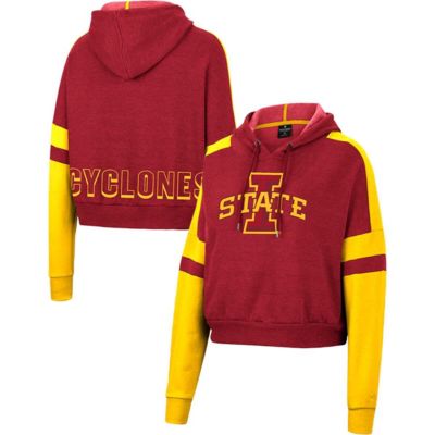 NCAA Iowa State Cyclones Throwback Stripe Arch Logo Cropped Pullover Hoodie