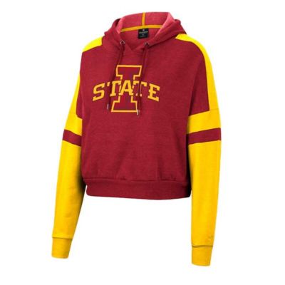 NCAA Iowa State Cyclones Throwback Stripe Arch Logo Cropped Pullover Hoodie