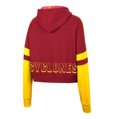 NCAA Iowa State Cyclones Throwback Stripe Arch Logo Cropped Pullover Hoodie