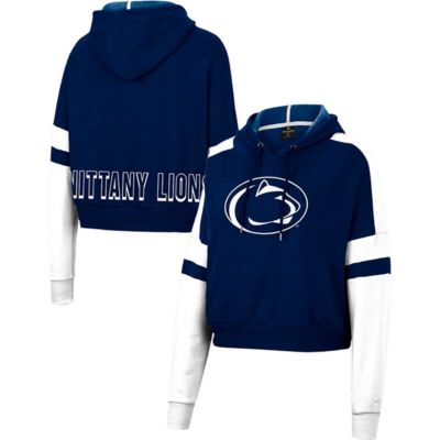NCAA Penn State Nittany Lions Throwback Stripe Arch Logo Cropped Pullover Hoodie