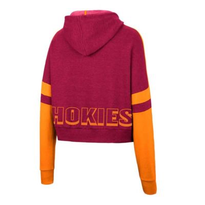 NCAA Virginia Tech Hokies Throwback Stripe Arch Logo Cropped Pullover Hoodie