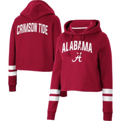 Alabama Crimson Tide NCAA Alabama Tide Throwback Stripe Cropped Pullover Hoodie