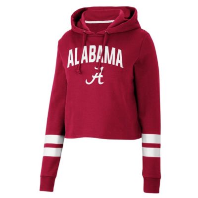 Alabama Crimson Tide NCAA Alabama Tide Throwback Stripe Cropped Pullover Hoodie