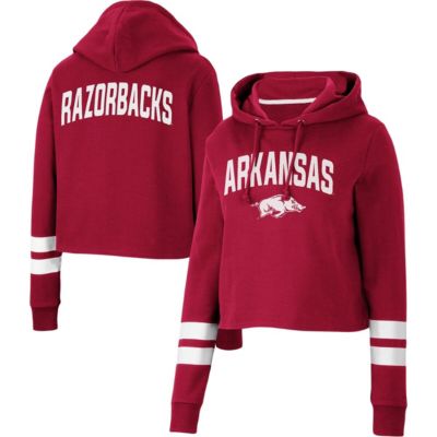 NCAA Arkansas Razorbacks Throwback Stripe Cropped Pullover Hoodie