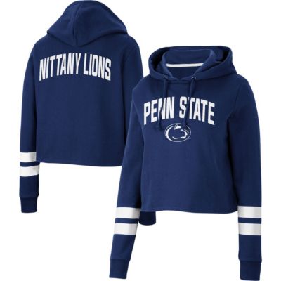 NCAA Penn State Nittany Lions Throwback Stripe Cropped Pullover Hoodie